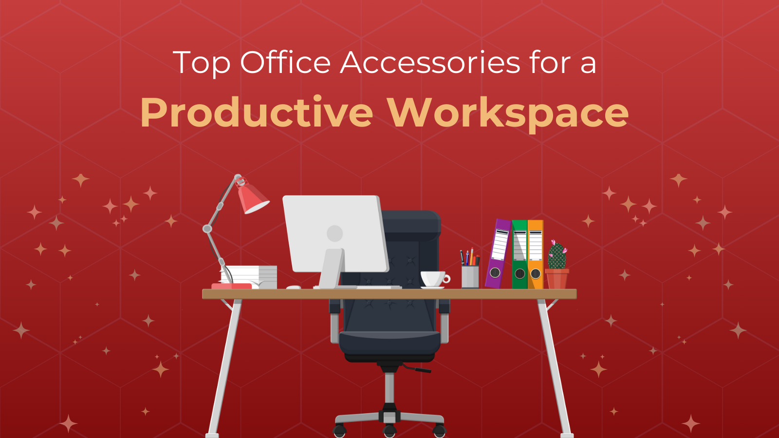 banner image for the blog " Top office accessories for a productive workplace"